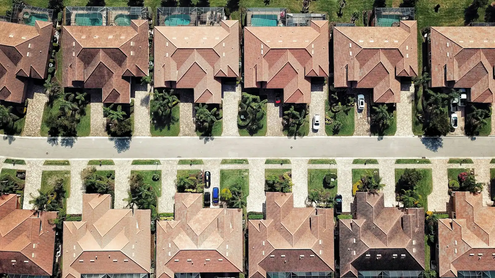 Aerial view of a Southwest Florida residential neighborhood